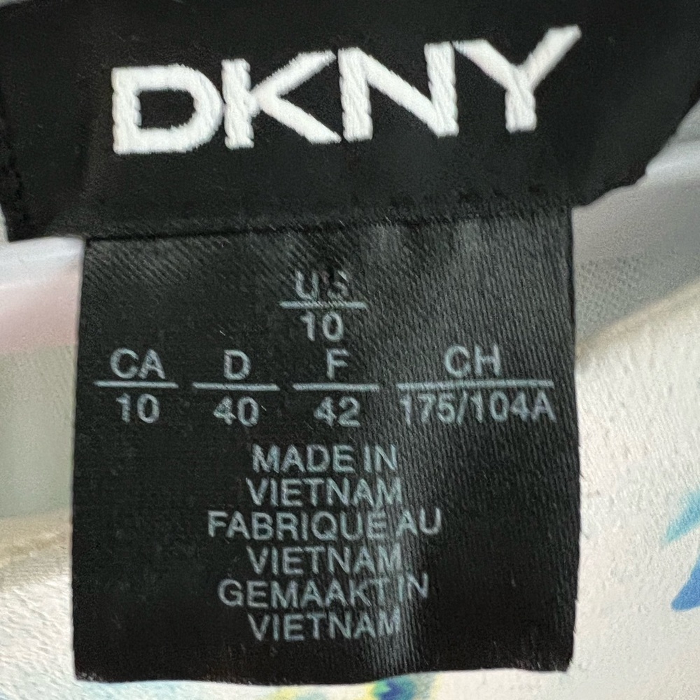 DKNY watercolor Chiffon women’s 10 sleeveless white multicolored lined dress - Picture 2 of 7